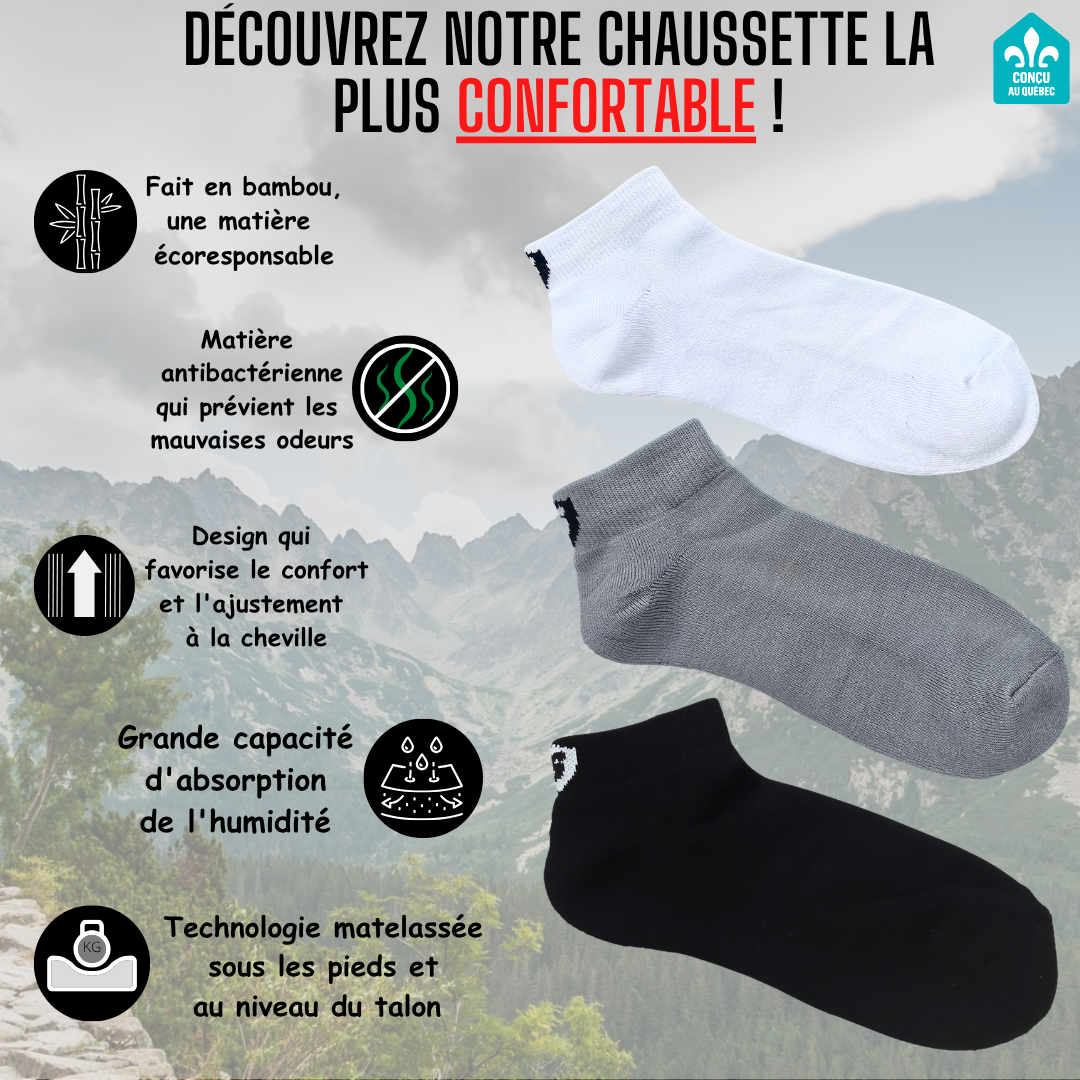 3 paires de chaussette COURTES en bambou - Mixtes