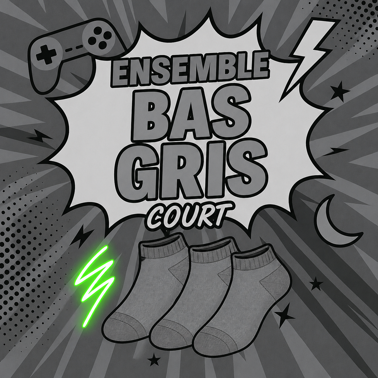 3 paires de chaussette COURTES en bambou - Graphite